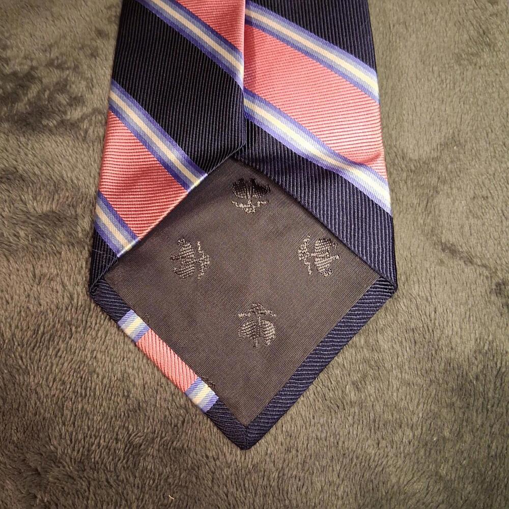 Brooks Brothers 346 Tie Pire Silk Navy Blue Pink Striped White Blue Made In USA - Picture 3 of 5